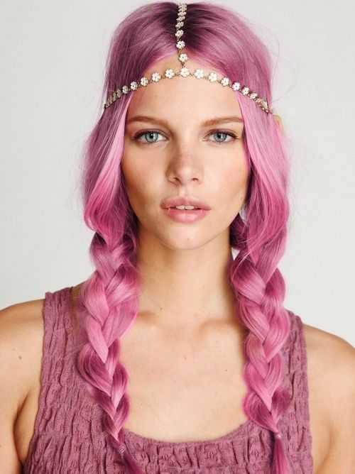 Pink 'hippy' Plaits With Daisy Headband – Hairstyles Weekly For Well Known Hippie Braid Headband Hairstyles (Gallery 5 of 20)
