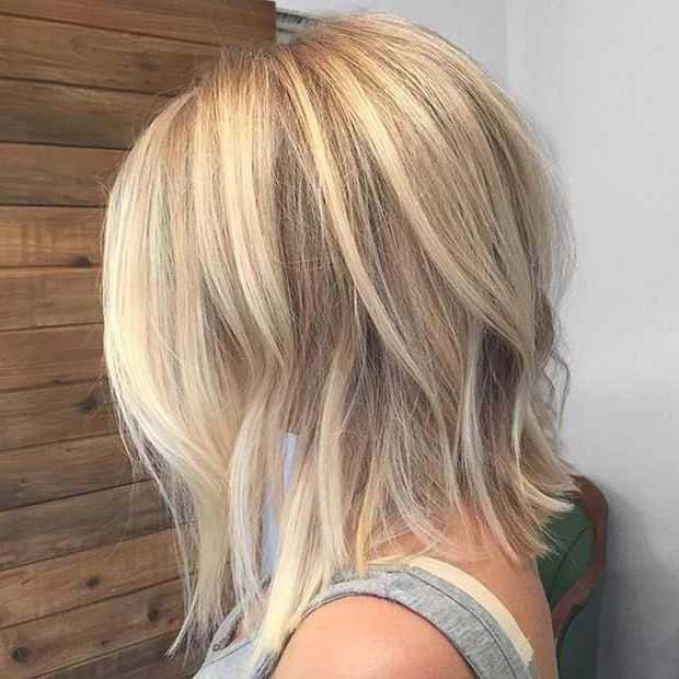 Featured Photo of A Line Blonde Wavy Lob Haircuts