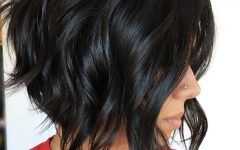 Edgy Brunette Bob Hairstyles with Glossy Waves