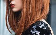 Ginger Highlights Ponytail Hairstyles with Side Bangs