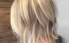 A-line Blonde Wavy Lob Haircuts