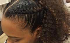 Reverse French Braids Ponytail Hairstyles with Chocolate Coils