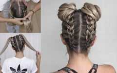 Upside Down Braids with Double Buns