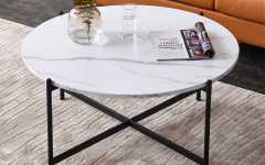 Faux White Marble and Metal Coffee Tables