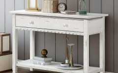 Square Weathered White Wood Console Tables