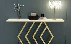 White Marble Gold Metal Console Tables