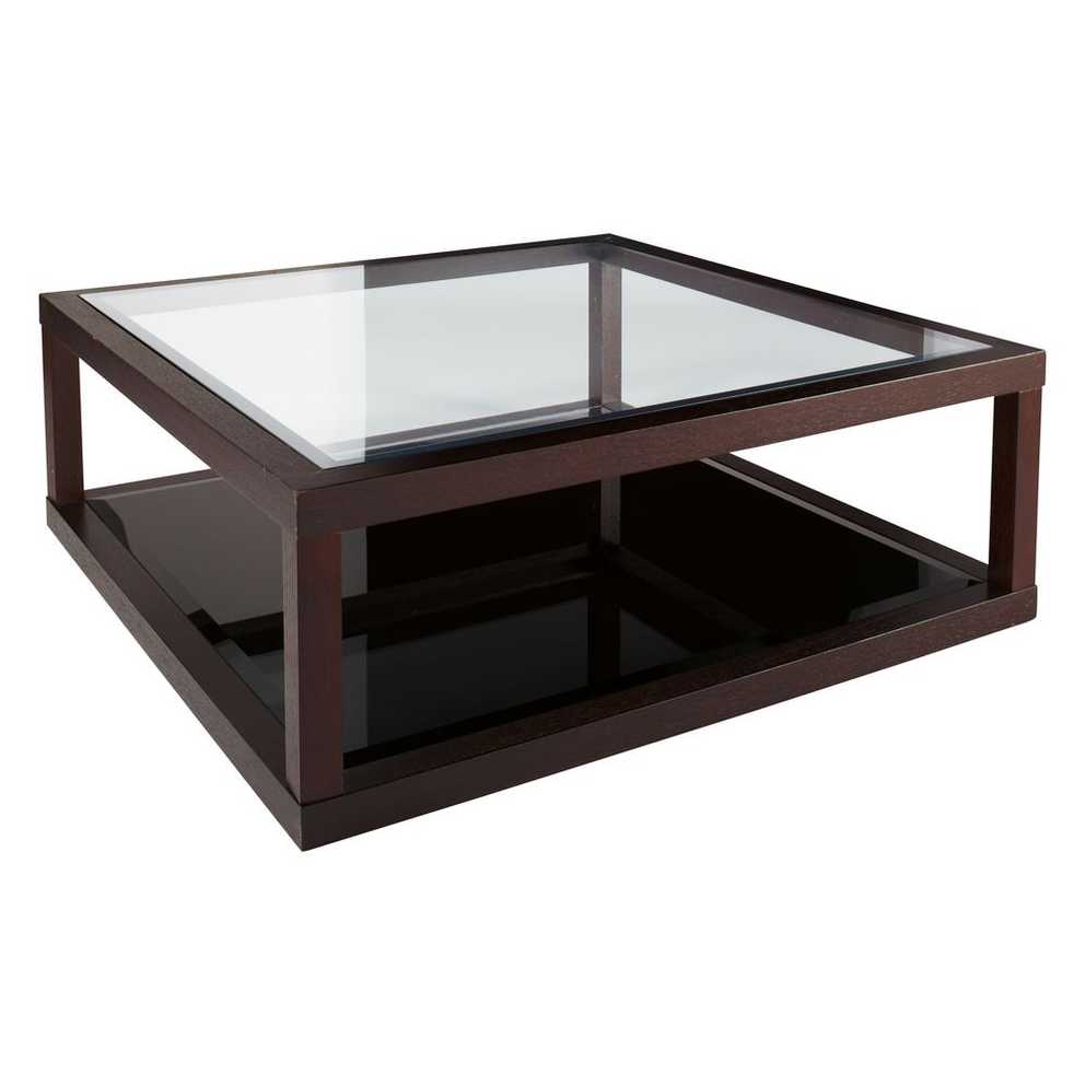 9 Inspirations Glass and Dark Wood Coffee Table