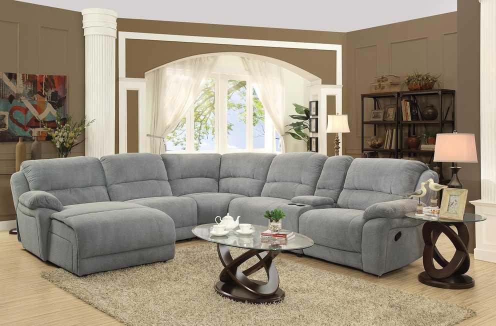 Image Gallery Of Denali Charcoal Grey 6 Piece Reclining Sectionals With 2 Power Headrests View