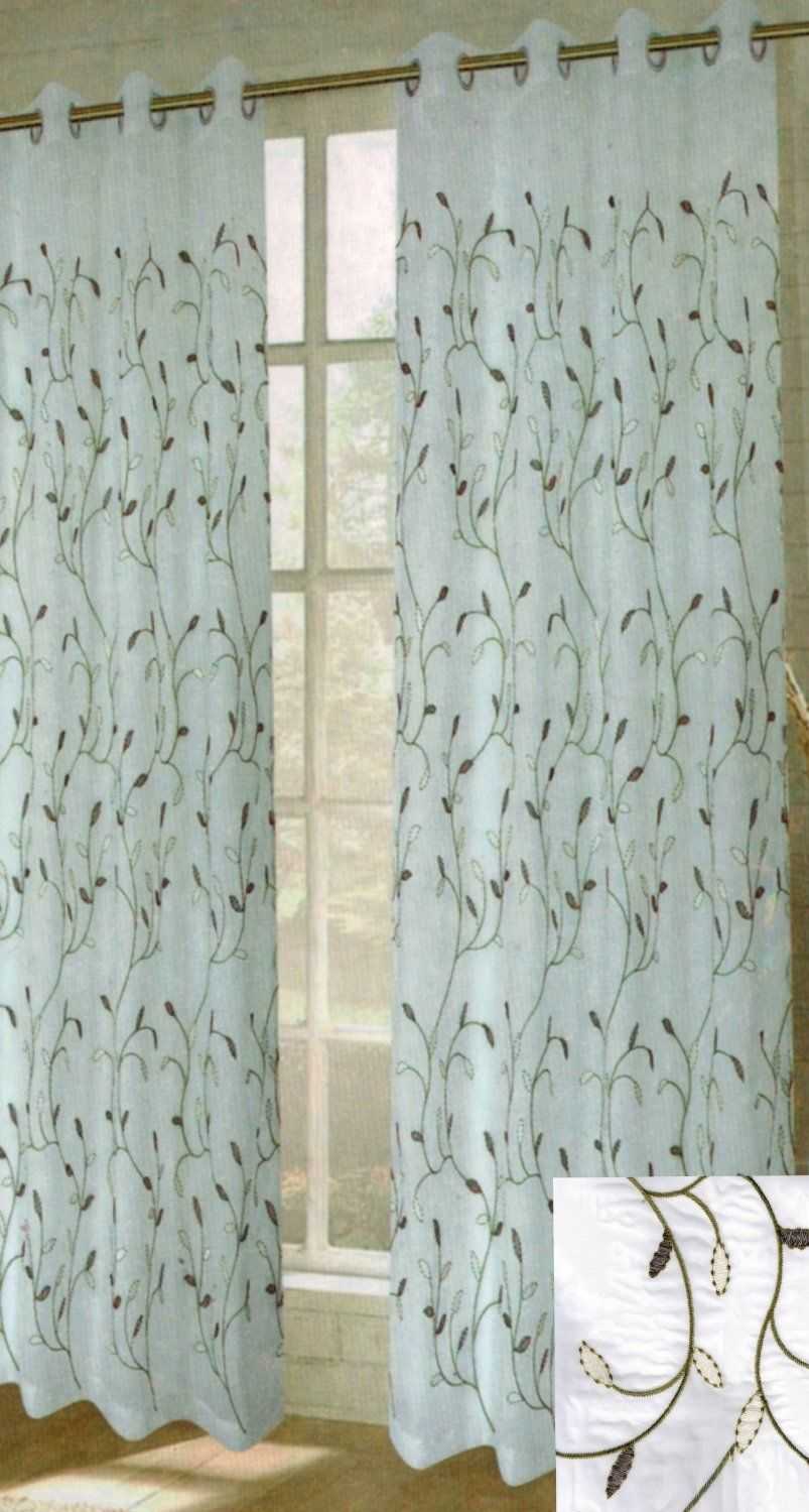 Showing Photos of Wavy Leaves Embroidered Sheer Extra Wide Grommet