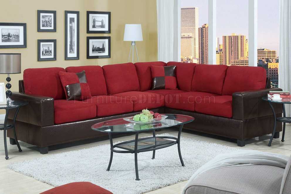 F7638 Modern Sectional Sofa In Red Microfiberpoundex Inside Red Sofas (Gallery 2 of 15)
