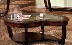 Dark Wood Coffee Table with Glass Top
