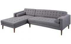 Element Left-side Chaise Sectional Sofas in Dark Gray Linen and Walnut Legs