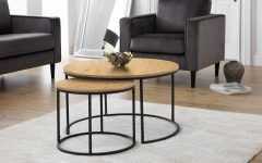 Metal Legs and Oak Top Round Coffee Tables
