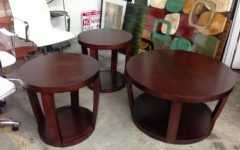 Dark Wood Round Coffee and End Table Sets