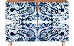 Symmetric Blue Swirl Credenzas