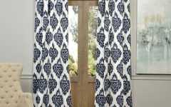 Ikat Blue Printed Cotton Curtain Panels