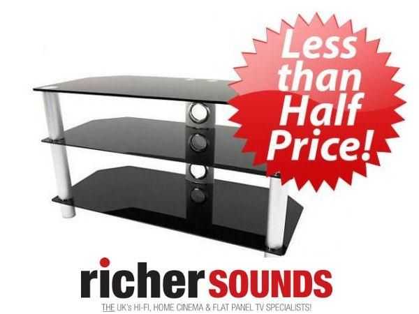 Richer Sounds. Tvs Tvs42 Av/tv Rack. 3 Tier Glass Stand In Black Inside Most Popular Richer Sounds Tv Stand (Photo 1 of 20)