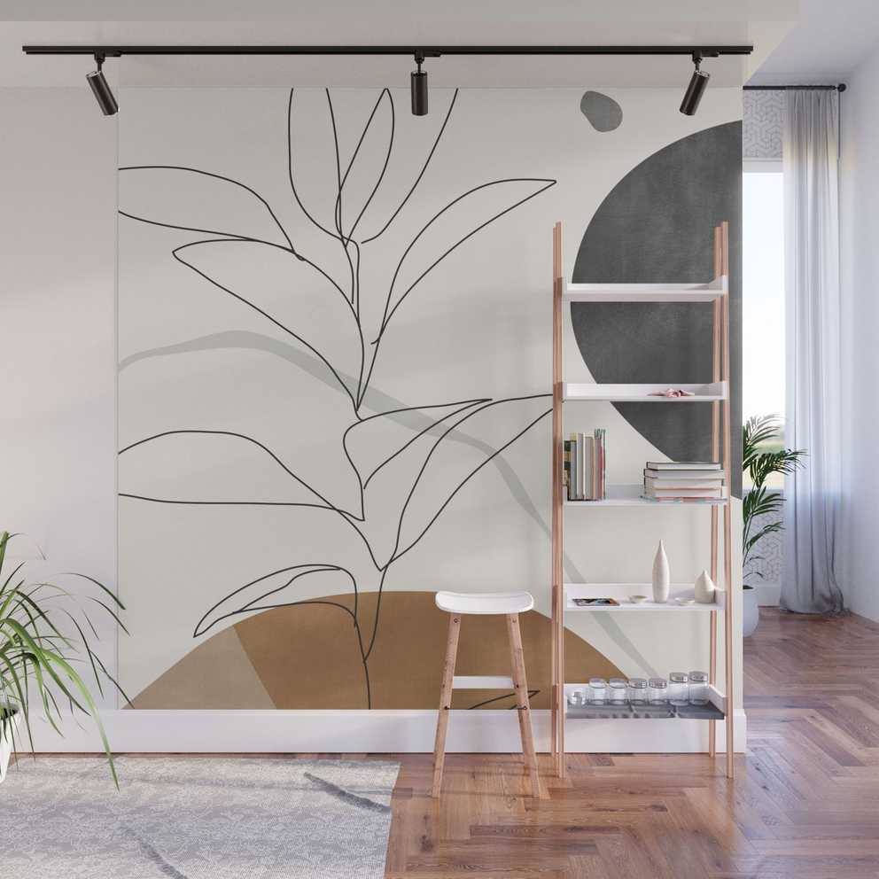 Abstract Art /minimal Plant Wall Muralthingdesign | Society6 Within Abstract Plant Wall Art (Photo 7 of 15)
