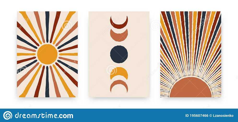 Abstract Sun Moon Posters. Contemporary Backgrounds, Set Of Covers Modern  Boho Style Stock Vector – Illustration Of Magic, Fall: 195607466 Throughout Sun Abstraction Wall Art (Photo 7 of 15)