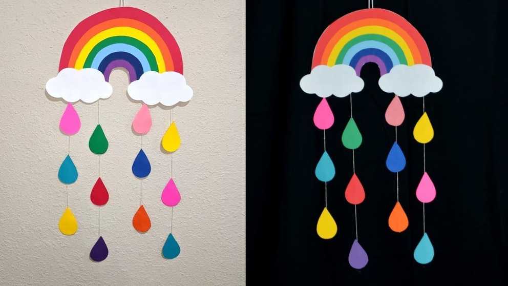 Diy – Easy Rainbow Wall Hanging With Paper || Paper Crafts || Wall Deco  | Diy Wall Hanging Crafts, Handmade Wall Hangings Crafts, Diy Paper Crafts  Decoration Pertaining To Rainbow Wall Art (Photo 2 of 15)