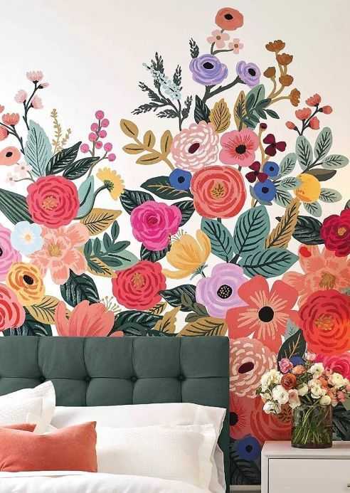 Photo Murale Flower Garden Rosé | Papier Peint Des Années 70 Regarding Flower Garden Wall Art (Photo 1 of 15)