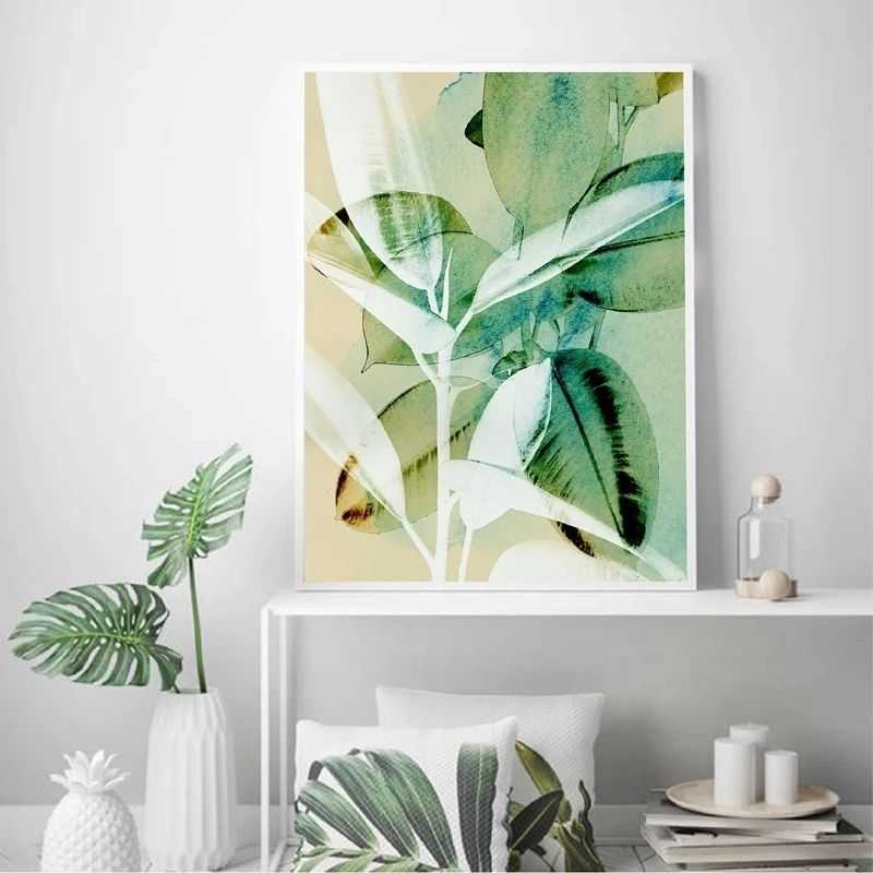 Plant Abstract Tropical Wall Art Canvas Print Large Botanical Watercolour  Rubber Tree Leaf Poster Painting Home Room Wall Decor – Painting &  Calligraphy – Aliexpress For Abstract Tropical Foliage Wall Art (Photo 7 of 15)