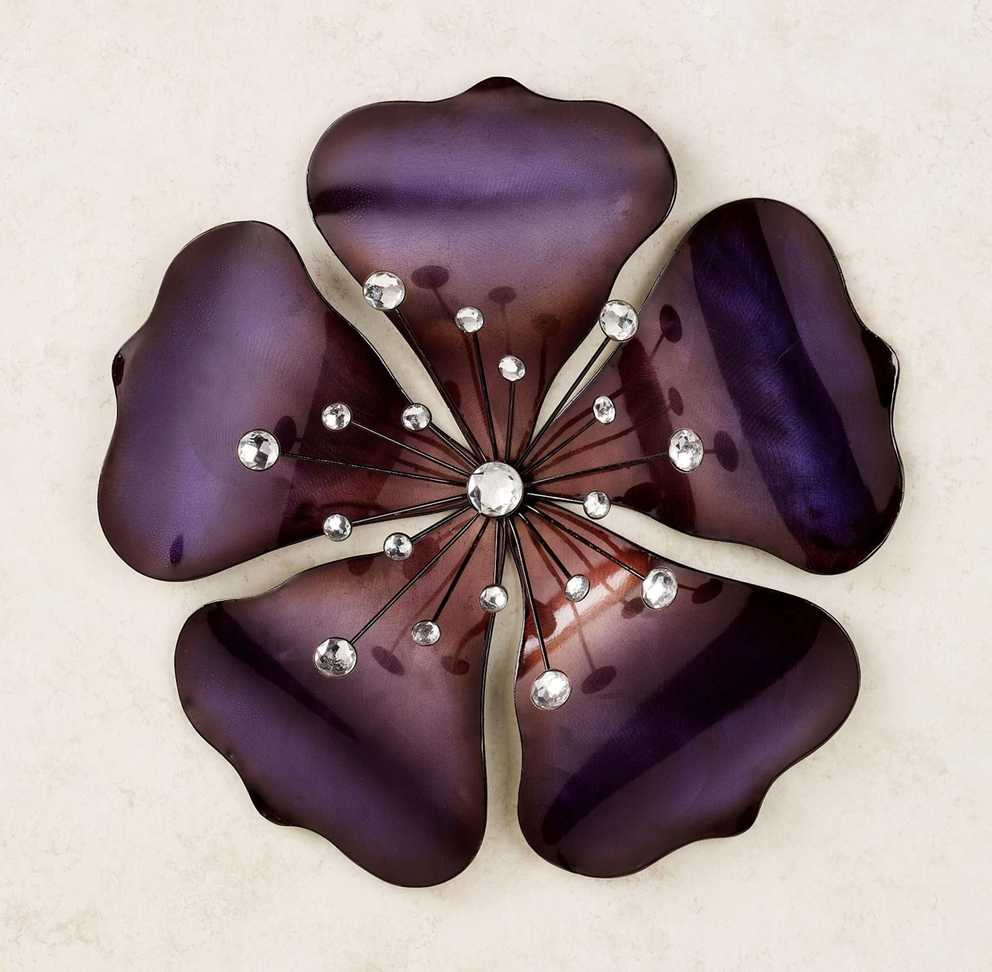 Shimmering Gem Purple Flower Metal Wall Art With Regard To Purple Wall Art (Gallery 1 of 20)