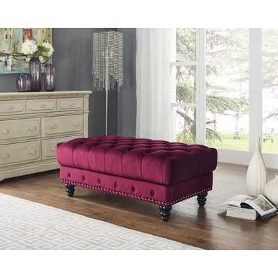Featured Photo of Charcoal Gray Velvet Tufted Rectangular Ottoman Benches