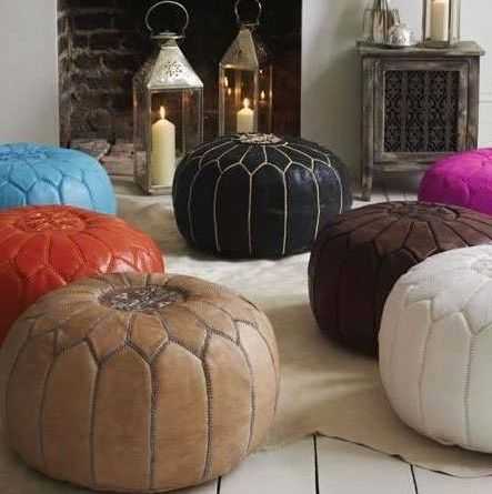 Featured Photo of Brown Moroccan Inspired Pouf Ottomans