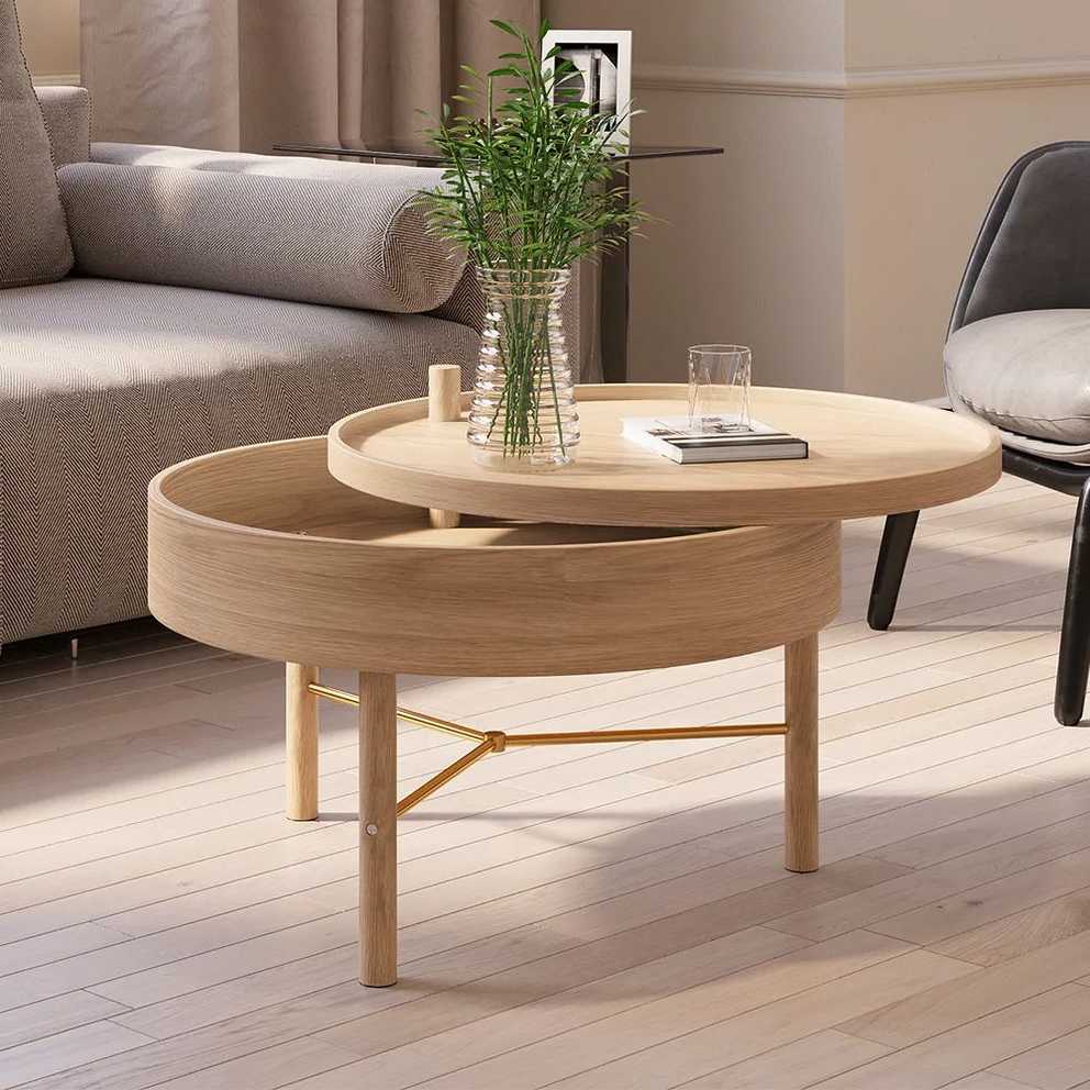 Featured Photo of Wood Rotating Tray Coffee Tables