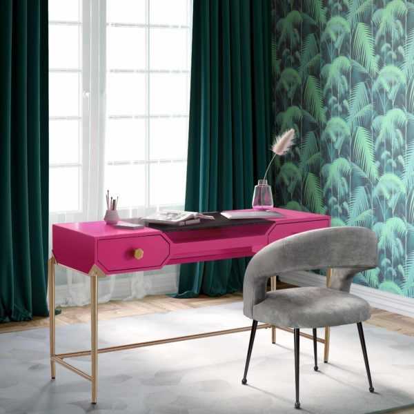 Inspiration about Bajo Pink Lacquer Desk – Tov Furniture Inside Pink Lacquer 2 Drawer Desks (#7 of 15)