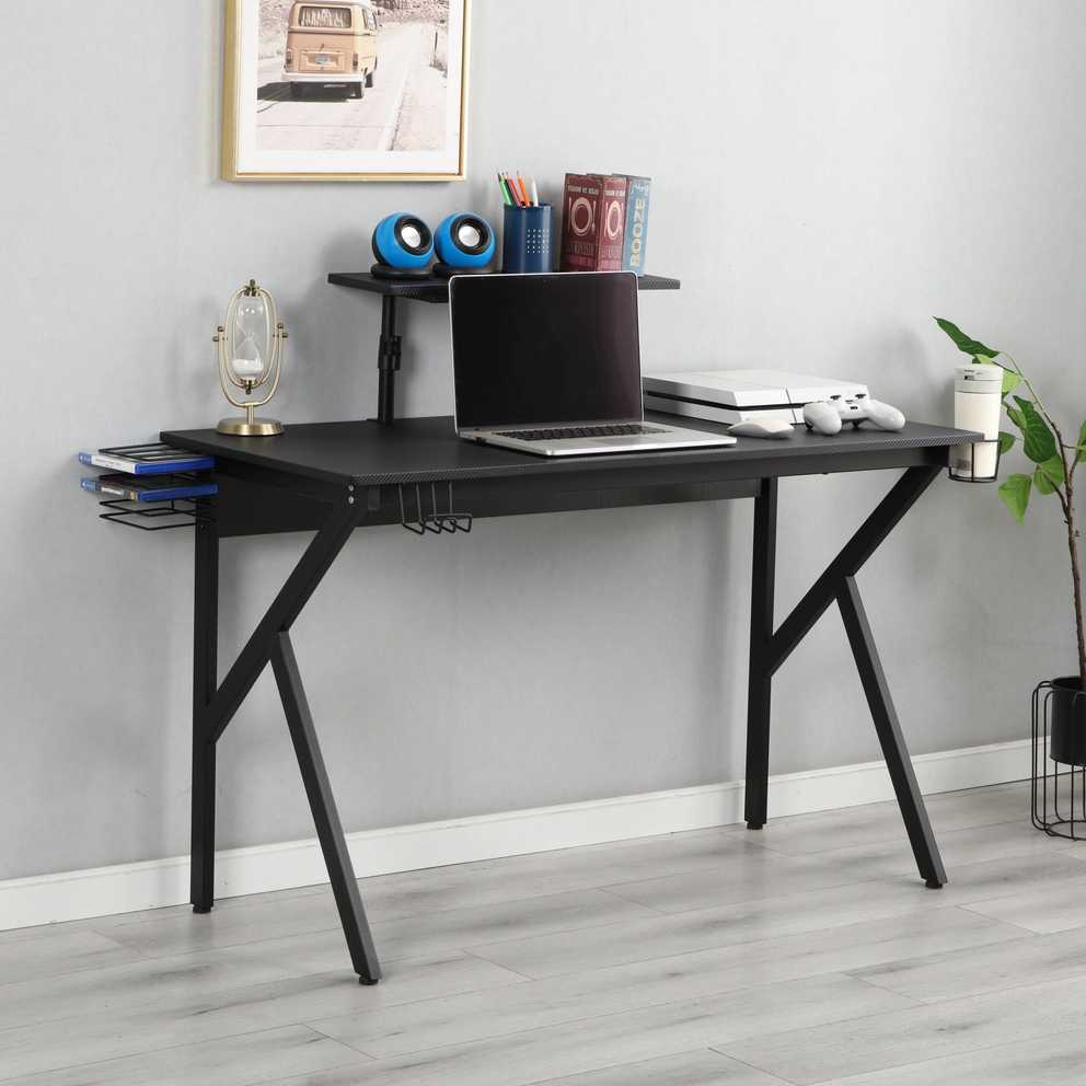 Popular Photo of Glass White Wood And Black Metal Office Desks