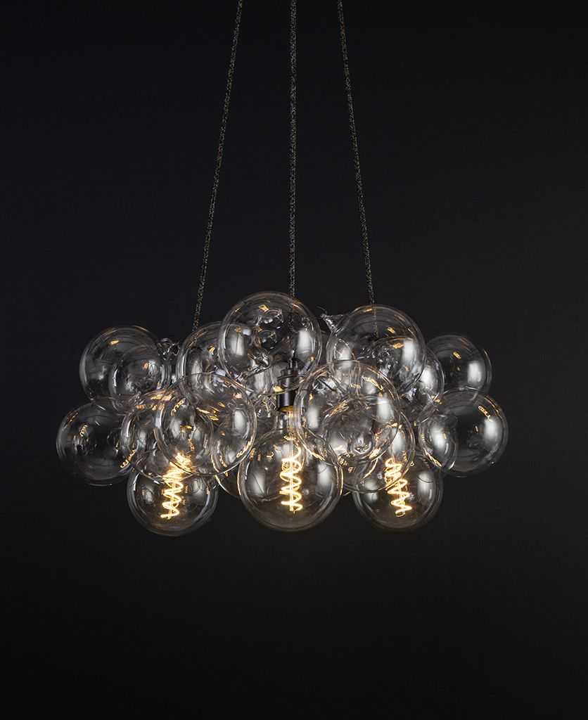 Clear Medium Bubble Lights | Dowsing & Reynolds For Bubbles Clear And Natural Brass One Light Chandeliers (Gallery 1 of 15)