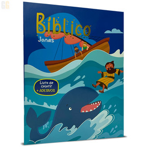 Livro Infantil de Colorir + Adesivos | Bíblico Jonas 