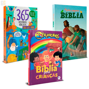 Kit Minha Pequena Bíblia + 365 Histórias Bíblicas + Bíblia 3 Palavrinhas