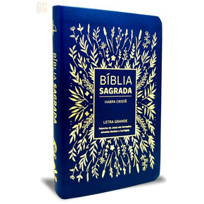 Bíblia Letra Gigante ARC com Harpa Cristã | Capa Floral - Azul