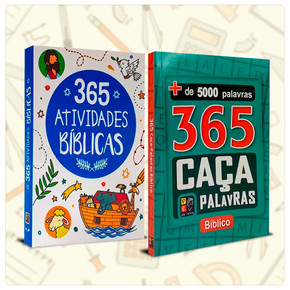 Kit Desafios da Bíblia - 365 Atividades Bíblicas + 365 Caça Palavras Bíblico