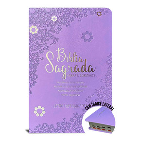 Bíblia ARC com Índice Hipergigante | Textos Coloridos com Harpa | Margarida Lilás