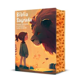 Bíblia Sagrada Infantil RC Letra Grande Com Harpa Avivada E Corinhos Capa Dura Pequena Leão Criança