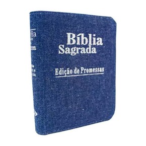 Bíblia Sagrada ARC - Pequena com Zíper - Edição de Promessas - Jeans Liso
