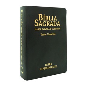 Bíblia ARC Letra Hipergigante Com Textos Coloridos, Harpa E Corinhos - Capa Luxo Preta