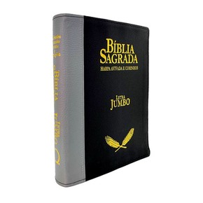 Bíblia ARC Letra Jumbo Com Harpa Avivada e Corinhos - Capa Cinza e Preta