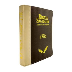 Bíblia ARC Letra Jumbo Com Harpa Avivada e Corinhos - Capa Bege e Marrom