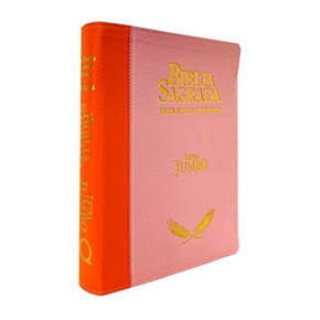 Bíblia ARC Letra Jumbo Com Harpa Avivada e Corinhos - Capa Laranja e Rosa