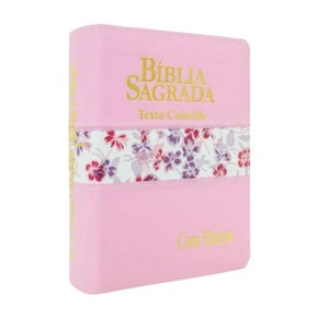 Bíblia ARC Com Textos Coloridos - Harpa Cristã e Corinhos - Capa Ziper Rosa