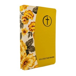 Bíblia Sagrada NVT Plena Primavera Duotone - Capa Luxo Tecido Amarela
