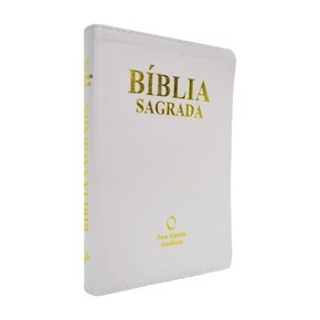 Bíblia Sagrada NAA Média Luxo Branca Com Índice