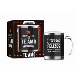 Caneca Plástica/Inox - Felizes e Apaixonados