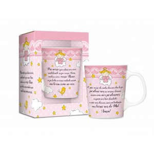 Caneca Porcelana - Pai Nosso (Rosa)