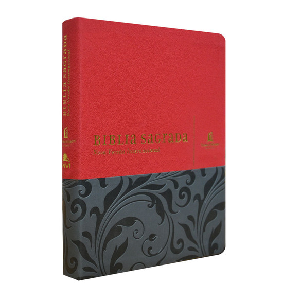 Bíblia NVI com espaço para anotações (Luxo Vermelho e Cinza)